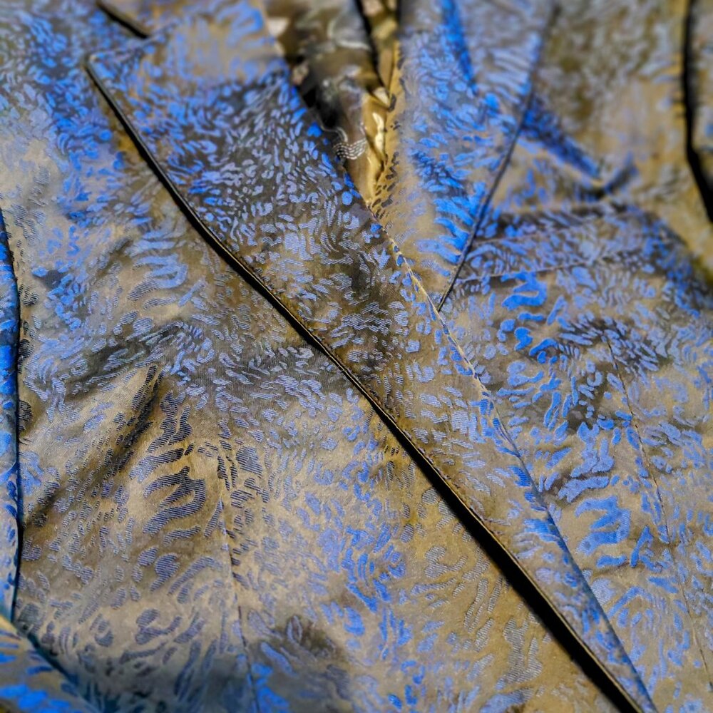 Tallia Slim Fit Leopard Jacquard Blazer Iridescent Dragon Lining Statement Party - Picture 5 of 14